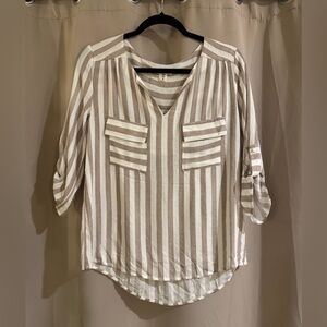 Faith and Joy Striped Blouse - Cream and Brown